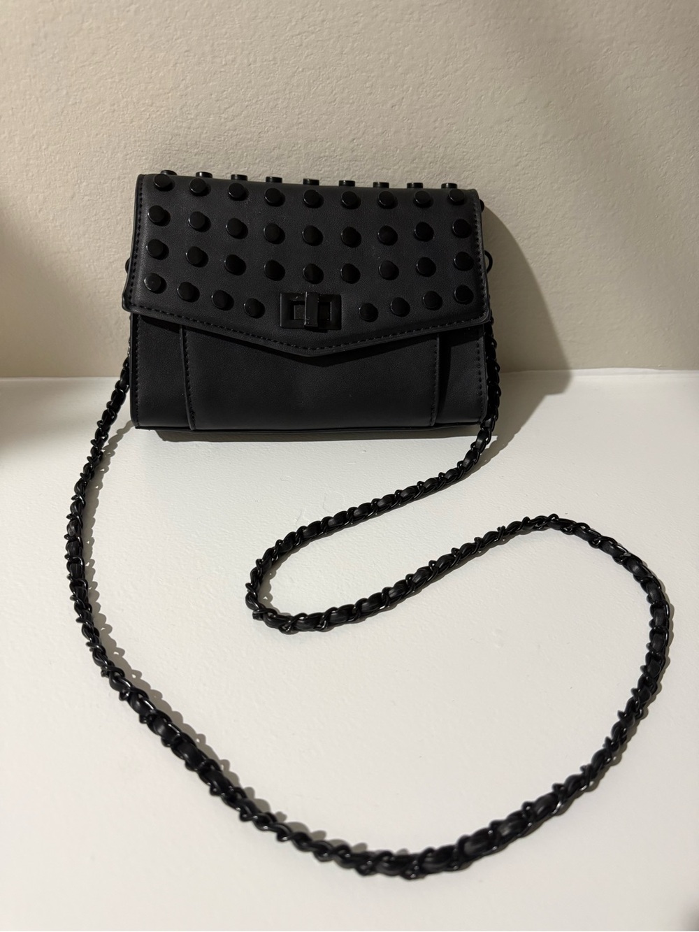 Steve Madden Black Studded Chain Crossbody Bag